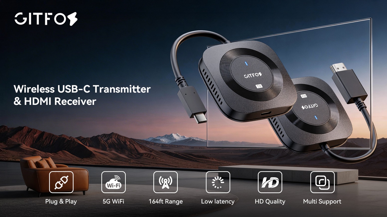 WiFi不要のワイヤレス映像伝送キット「ギットフォスWTR01」がKickstarterで達成率1679%突破 メインビジュアル