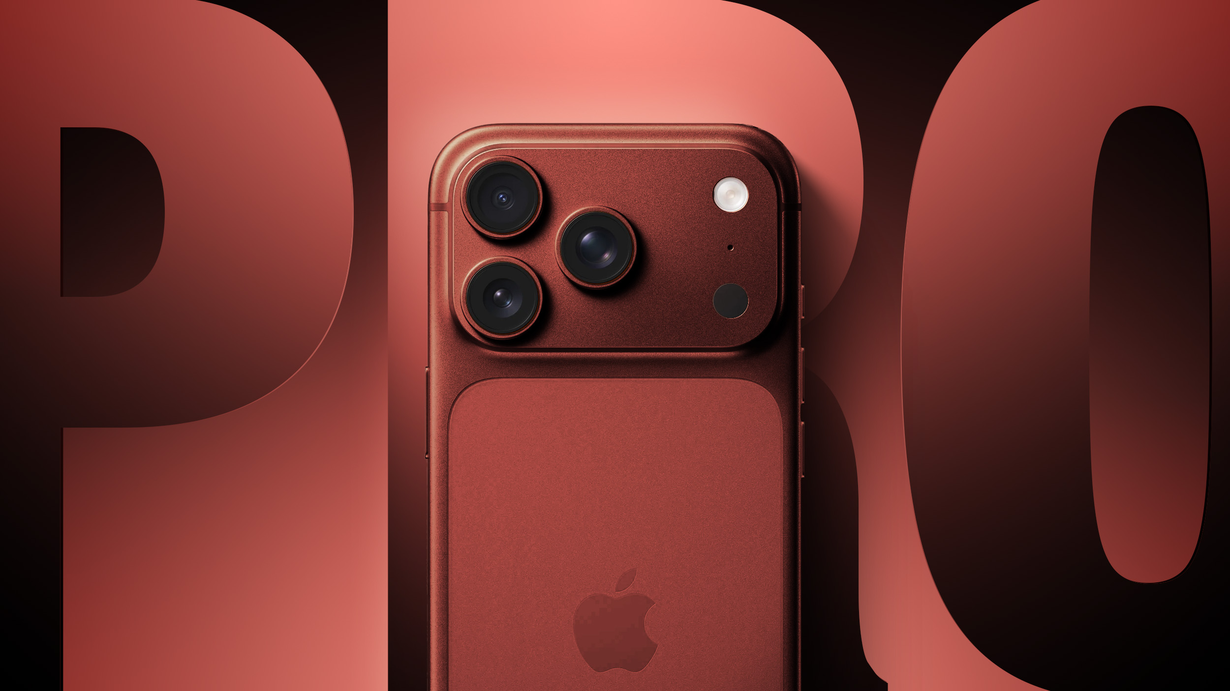 トリプルカメラ搭載の赤色iPhoneの背面デザイン